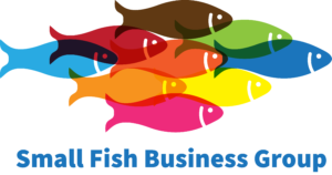NEW Small Fish Logo with Blue type